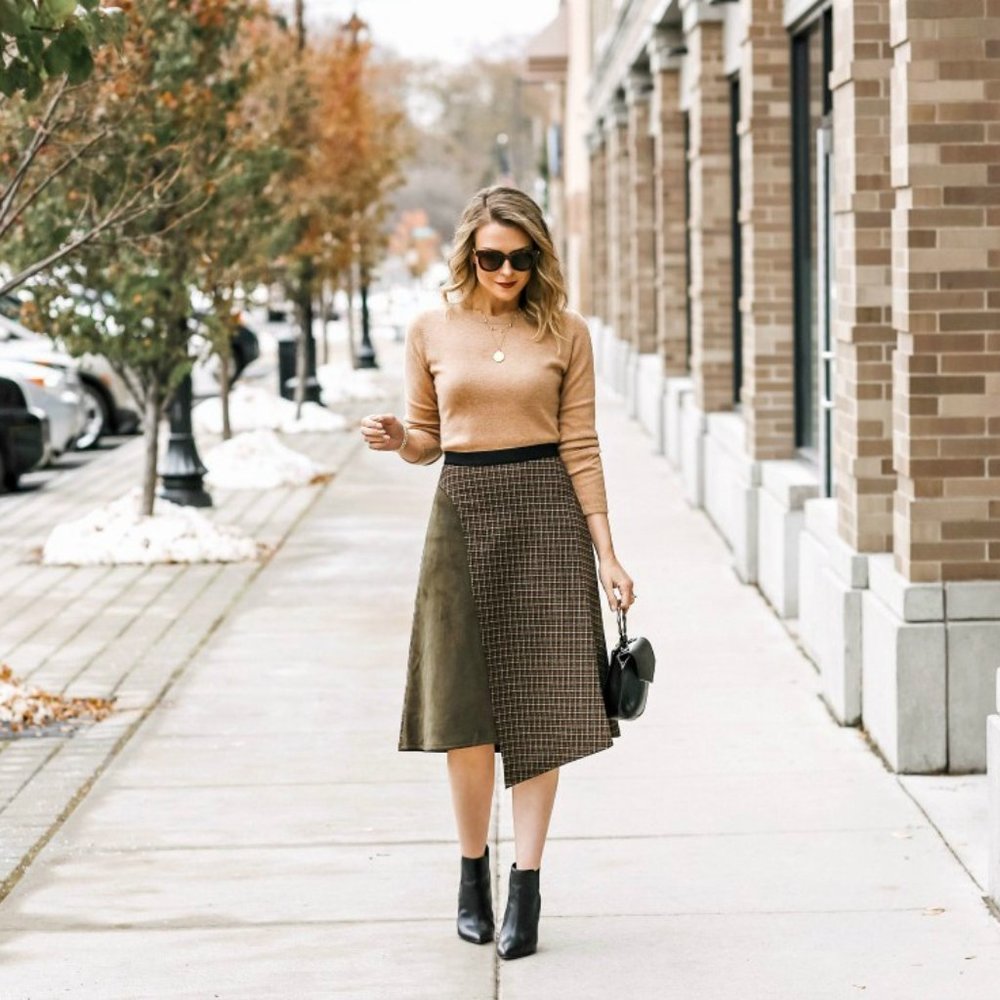 ASSYMETRICAL FAUX WRAP SKIRT - Picture 3 of 14